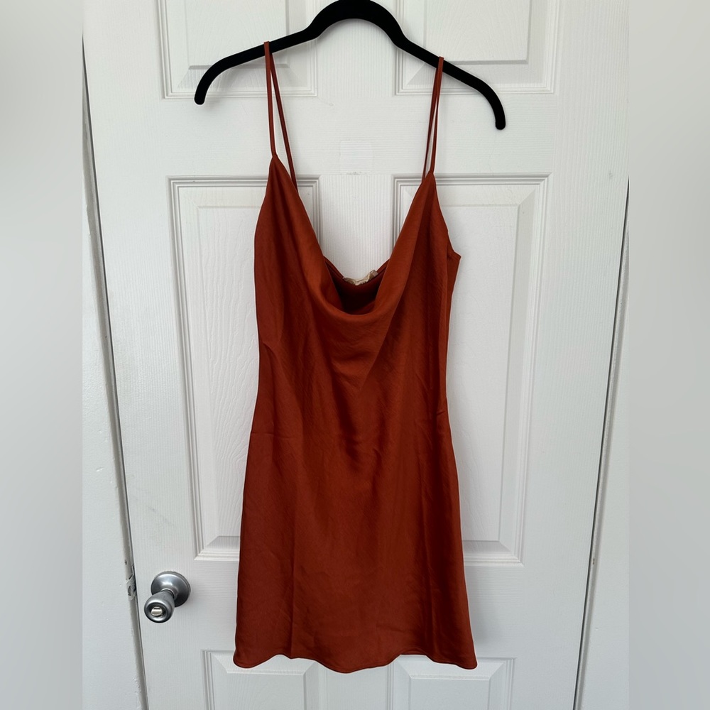 Meshki Copper Satin Mini Dress